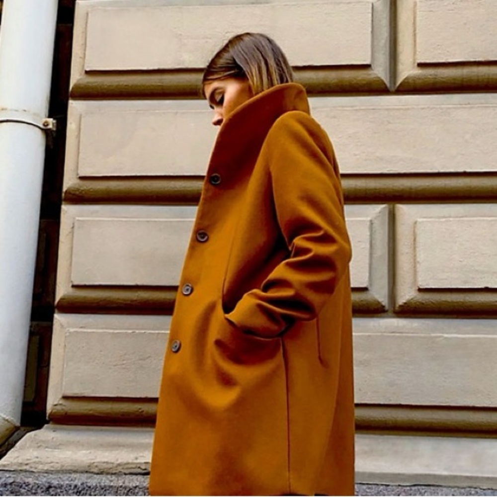 ARITZIA Wilfred Cocoon Camel Wool Cashmere Italy Coat